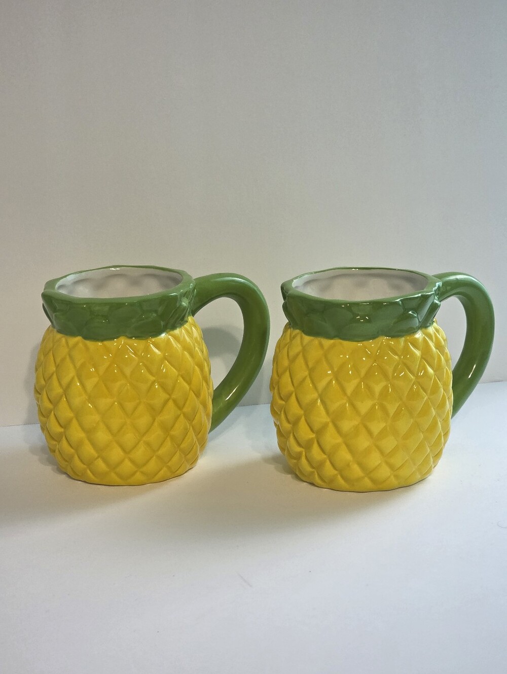 Smart Living Pineapple Ceramic Mugs in Yellow and Green - Set of 2